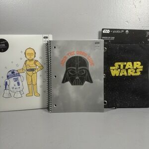 Star Wars Yoobi Folder, 3 Notebooks and Pencil Case Set - Lot of‎ 5 Items